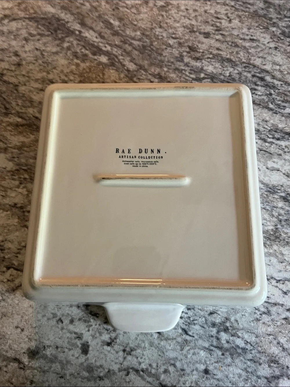 Rae Dunn ENJOY Square Ceramic Cream Baking Dish  EUC